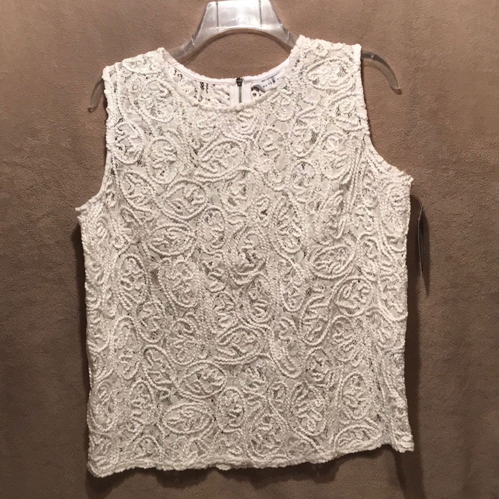 Ivory Laced Shell with Exposed Back Zipper